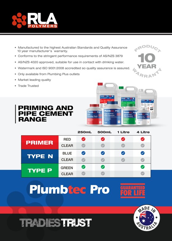 Plumbing Plus catalogue in Brisbane QLD | Plumbtec Pro Silicone, Solvent Cement and Priming Fluid Range | 15/05/2023 - 31/05/2024