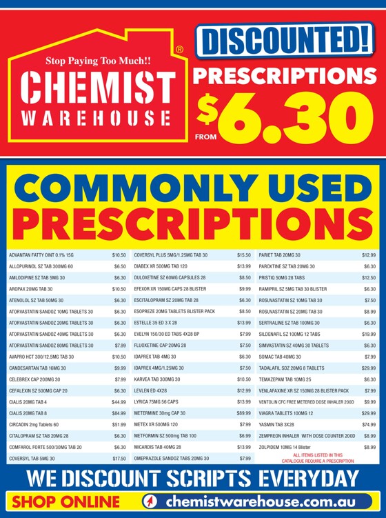 Chemist Warehouse catalogue in Brisbane QLD | Prescription Price List | 25/09/2023 - 31/12/2023