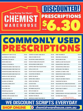 Chemist Warehouse catalogue | Prescription Price List | 25/09/2023 - 31/12/2023