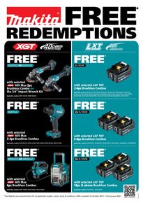 United Tools catalogue | Makita Free Redemptions | 01/11/2023 - 31/01/2024