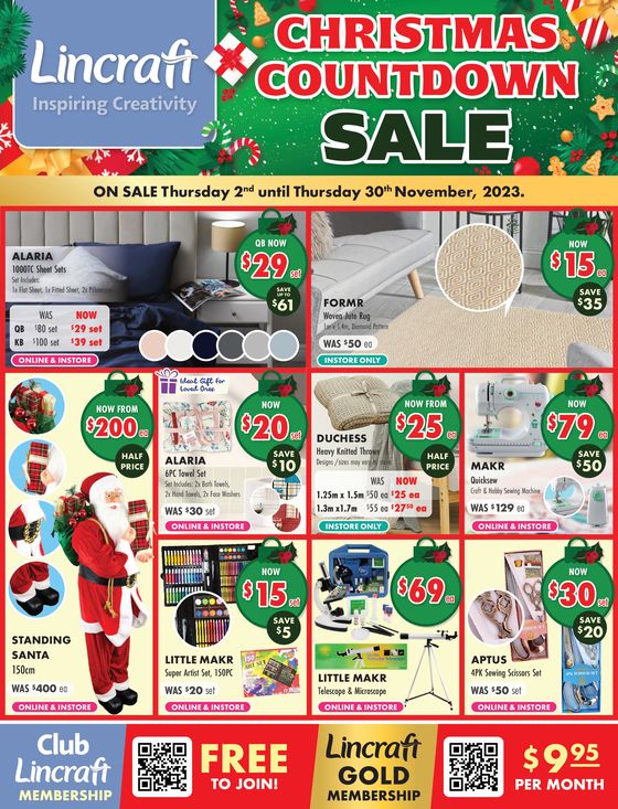 Lincraft catalogue in Brisbane QLD |  Christmas Countdown Sale | 02/11/2023 - 30/11/2023