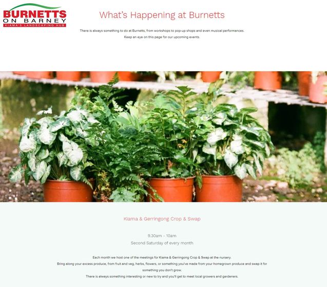 Burnetts On Barney catalogue | What’s Happening at Burnetts: Kiama & Gerringong Crop & Swap | 06/12/2023 - 12/12/2024