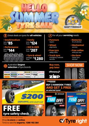 Hardware & Auto offers in Melbourne VIC | Summer Tyre Sale 2024 in Tyreright | 01/02/2024 - 29/02/2024