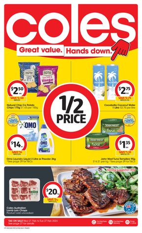 Groceries offers in Hobart TAS | Great Value. Hands Down. - 21st February in Coles | 21/02/2024 - 27/02/2024