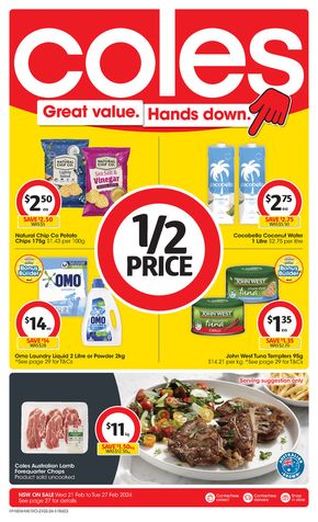 Groceries offers in Sydney NSW | Great Value. Hands Down. - 21st February in Coles | 21/02/2024 - 27/02/2024
