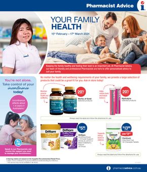Health & Beauty offers in Sydney NSW | Your Family Health in Pharmacist Advice | 15/02/2024 - 17/03/2024