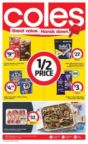 Groceries offers in Ryde NSW | Great Value. Hands Down. - 28th February in Coles | 28/02/2024 - 05/03/2024