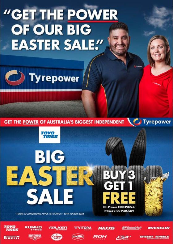 Tyrepower catalogue | Get The Power Of Our Big Easter Sale: March 2024  | 01/03/2024 - 31/03/2024
