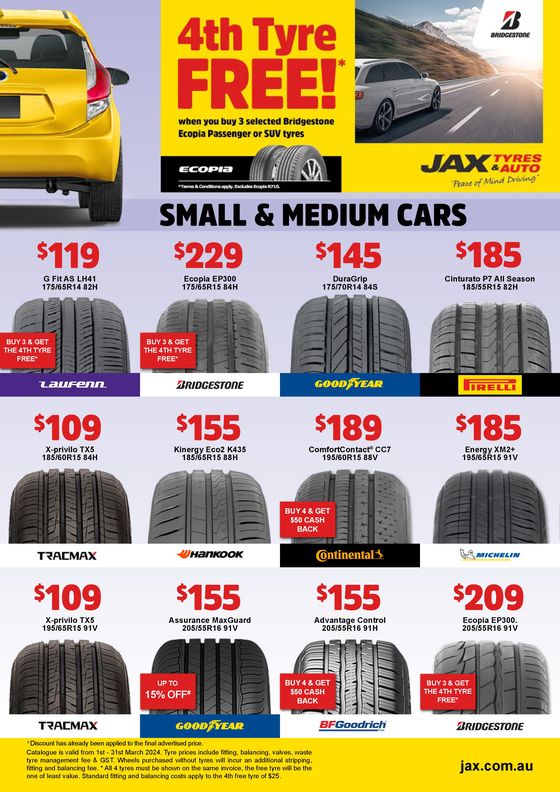 JAX Tyres catalogue in Gold Coast QLD | March 2024 | 01/03/2024 - 31/03/2024