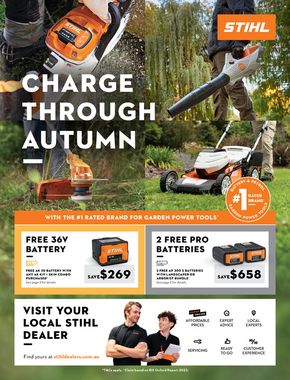 Hardware & Auto offers in Merimbula NSW | Charge Through Autumn in Stihl | 01/03/2024 - 31/05/2024