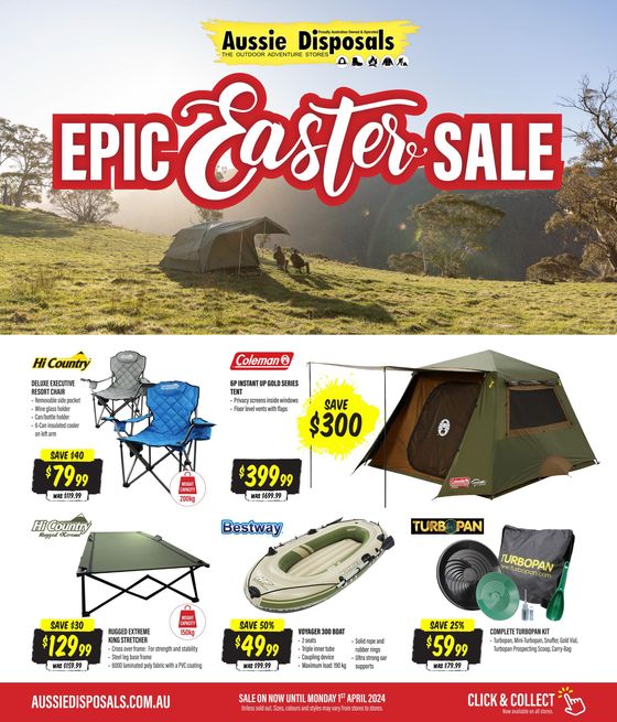 Aussie Disposals catalogue in Adelaide SA | Epic Easter Sale | 04/03/2024 - 01/04/2024
