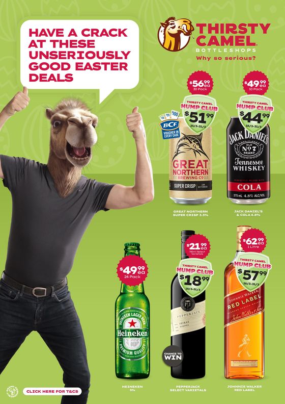 Thirsty Camel catalogue in Nubeena TAS | Have A Crack At These Unseriously Good Easter Deals | 18/03/2024 - 31/03/2024