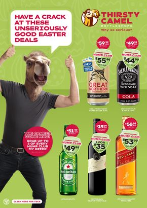 Thirsty Camel catalogue in Drouin VIC | Have A Crack At These Unseriously Good Easter Deals | 18/03/2024 - 31/03/2024