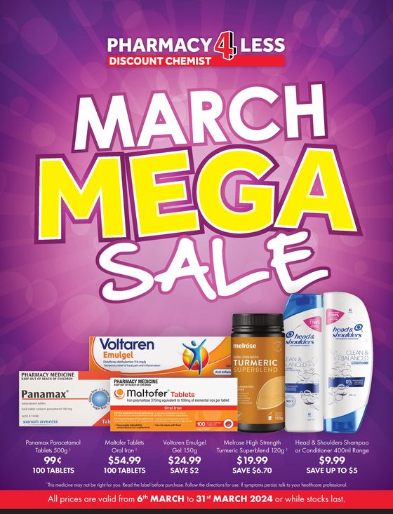Pharmacy 4 Less catalogue in Cardigan Village VIC | Mega March Sale | 06/03/2024 - 31/03/2024