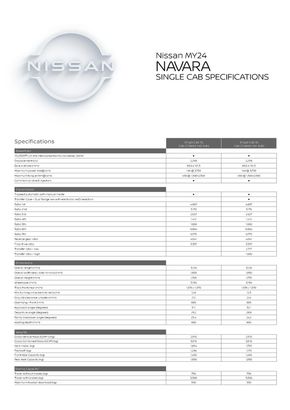 Nissan catalogue in Gold Coast QLD | Nissan MY24 NAVARA Single Cab Specification Sheets | 06/03/2024 - 31/12/2024