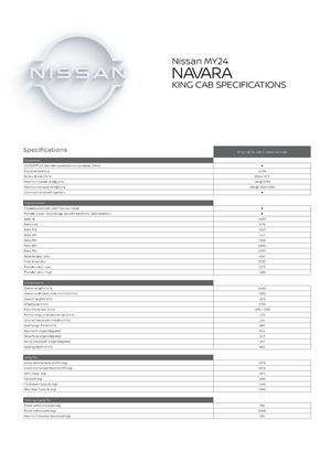Hardware & Auto offers in Northam WA | Nissan MY24 NAVARA King Cab Specification Sheets in Nissan | 06/03/2024 - 31/12/2024