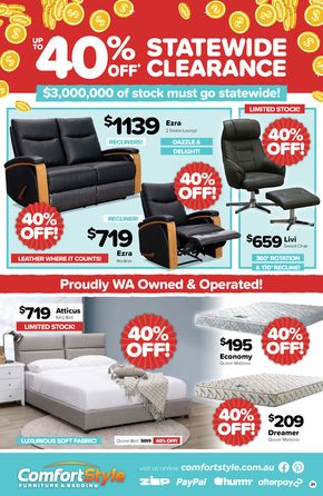 Home Furnishings offers in Margaret River WA | Statewide Clearance in ComfortStyle Furniture & Bedding | 11/03/2024 - 07/04/2024