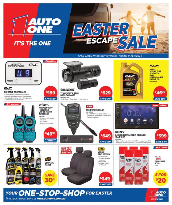 Auto One catalogue in Hobart TAS | Easter Escape Sale | 12/03/2024 - 01/04/2024