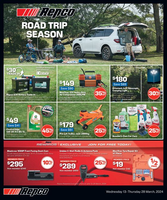 Repco catalogue in Perth WA | Road Trip Season | 13/03/2024 - 28/03/2024