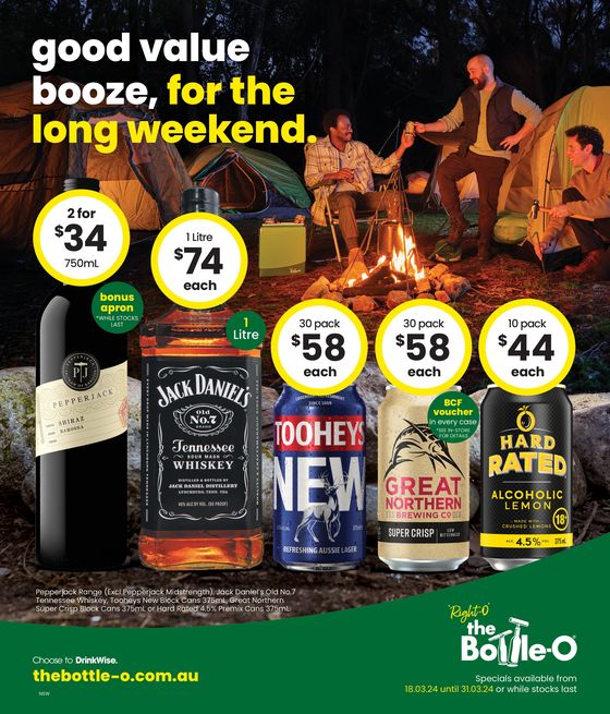 The Bottle-O catalogue in Greta NSW | Good Value Booze, For The Long Weekend 18/03 | 18/03/2024 - 31/03/2024