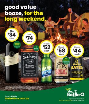 Groceries offers in Beachmere QLD | Good Value Booze, For The Long Weekend 18/03 in The Bottle-O | 18/03/2024 - 31/03/2024