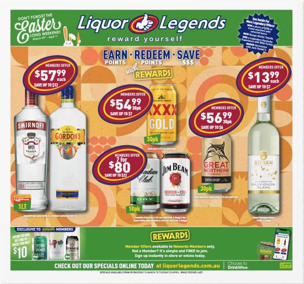 Liquor Legends catalogue in Gold Coast QLD | Earn. Redeem. Save | 13/03/2024 - 30/04/2024