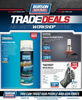 Hardware & Auto offers in Kirkham NSW | Trade Deals: Mid Month Workshop Edition in Burson Auto Parts | 15/03/2024 - 14/04/2024