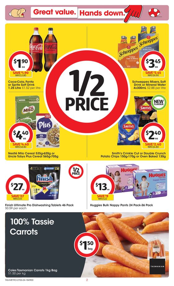 Coles catalogue in Bagdad TAS | Great Value. Hands Down. - 27th March | 27/03/2024 - 02/04/2024