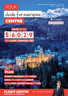 Travel & Outdoor offers in Bunbury WA | April Catalogue 2024 in Flight Centre | 02/04/2024 - 30/04/2024
