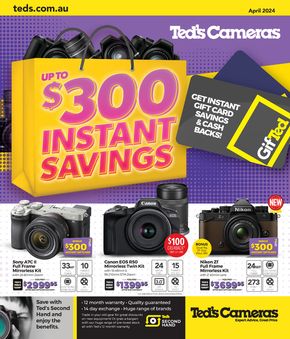 Electronics & Office offers | Up To $300 Instant Savings in Ted's Cameras | 02/04/2024 - 30/04/2024
