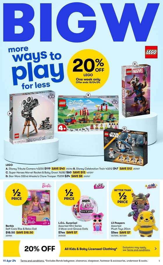BIG W catalogue in Girrawheen WA | More Ways To Play For Less 11/04 | 11/04/2024 - 24/04/2024