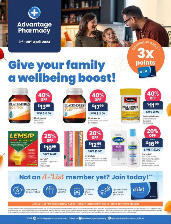 Advantage Pharmacy catalogue | Give Your Family A Wellbeing Boost! | 03/04/2024 - 28/04/2024