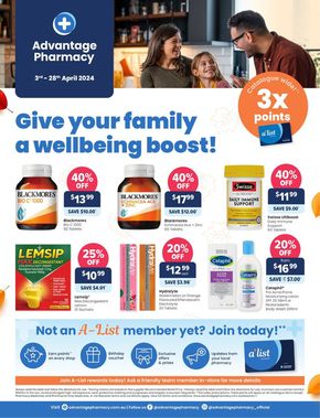 Health & Beauty offers in Hobart TAS | Give Your Family A Wellbeing Boost! in Advantage Pharmacy | 03/04/2024 - 28/04/2024