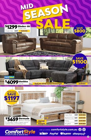 Home Furnishings offers in Kununurra WA | Midseason Sale in ComfortStyle Furniture & Bedding | 08/04/2024 - 28/04/2024