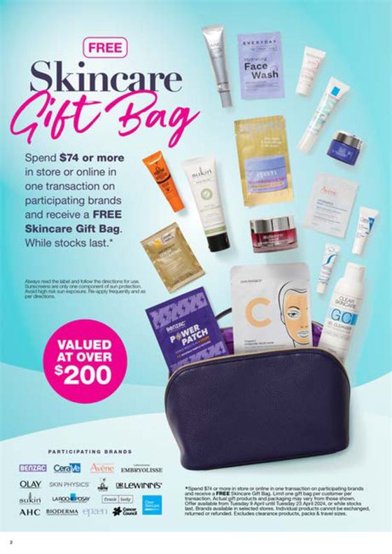 Priceline catalogue in Warragul VIC | Skincare Goody Bag | 09/04/2024 - 23/04/2024