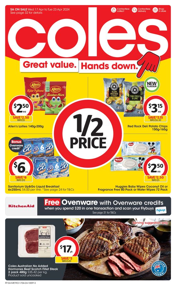 Coles catalogue in Port Pirie SA | Great Value. Hands Down. - 17th April | 17/04/2024 - 23/04/2024