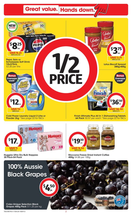 Coles catalogue in Hobart TAS | Great Value. Hands Down. - 17th April | 17/04/2024 - 23/04/2024