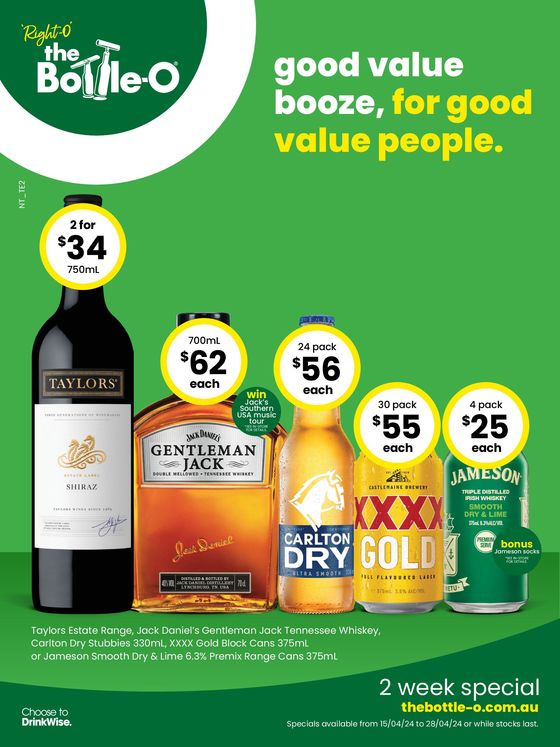 The Bottle-O catalogue in Katherine NT | Good Value Booze, For Good Value People 15/04 | 15/04/2024 - 28/04/2024