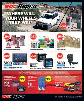 Hardware & Auto offers in Dubbo NSW | Where Will Your Wheels Take You? in Repco | 11/04/2024 - 23/04/2024