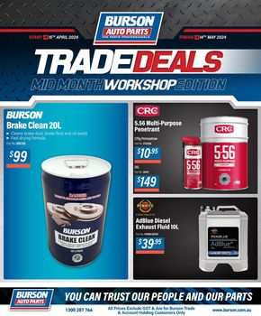 Hardware & Auto offers in Swan Hill VIC | Trade Deals: Mid Month Workshop Edition in Burson Auto Parts | 15/04/2024 - 14/05/2024