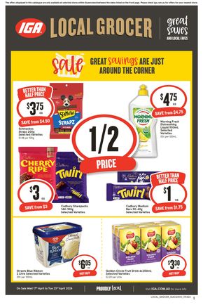 Groceries offers in Thuringowa QLD | IGA - 1/2 Price - 17/04 in IGA | 17/04/2024 - 23/04/2024