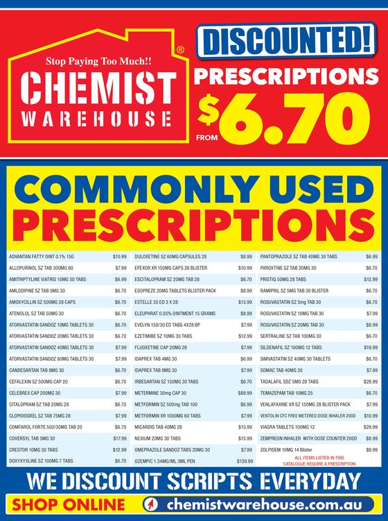 Chemist Warehouse catalogue in Adelaide SA | Discounted! Prescriptions | 15/04/2024 - 31/12/2024