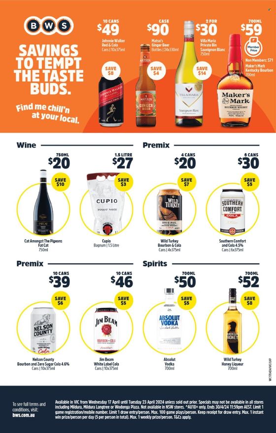 BWS catalogue in Swan Hill VIC | Weekly Specials | 17/04/2024 - 23/04/2024