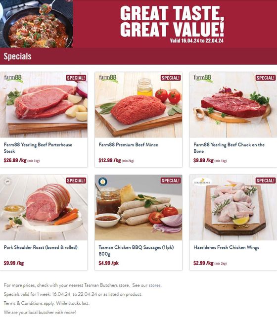 Tasman Butchers catalogue | Great Taste, Great Value! | 16/04/2024 - 22/04/2024