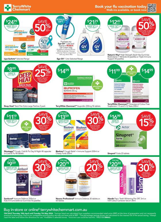 TerryWhite Chemmart catalogue in Adelaide SA | Real Deals On Your Favourite Brands | 18/04/2024 - 07/05/2024