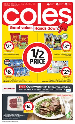 Coles catalogue in Karratha WA | Great Value. Hands Down. - 17th April | 17/04/2024 - 23/04/2024