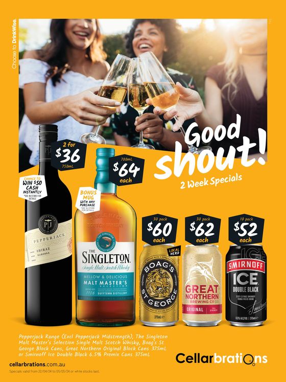 Cellarbrations catalogue in Deloraine TAS | Good Shout! 22/04 | 22/04/2024 - 05/05/2024