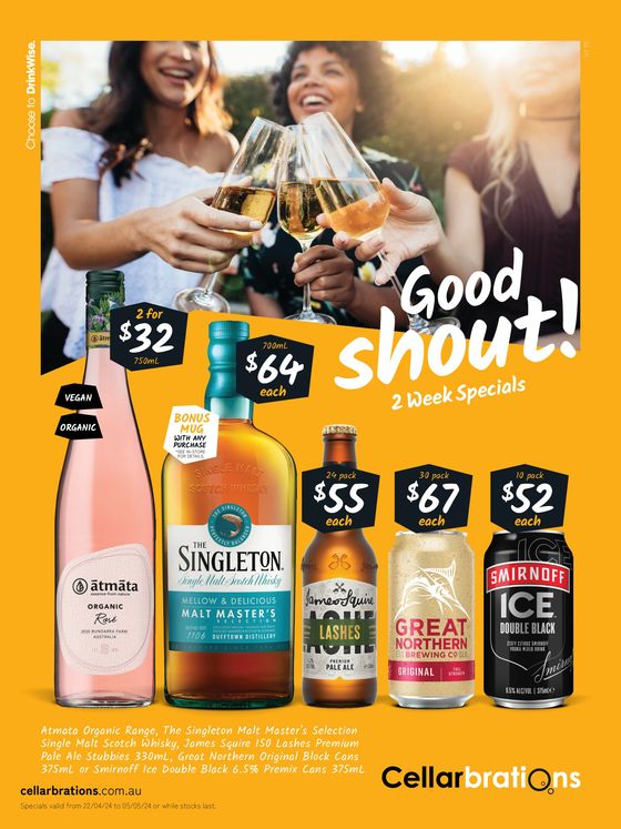 Cellarbrations catalogue in Palmerston City NT | Good Shout! 22/04 | 22/04/2024 - 05/05/2024