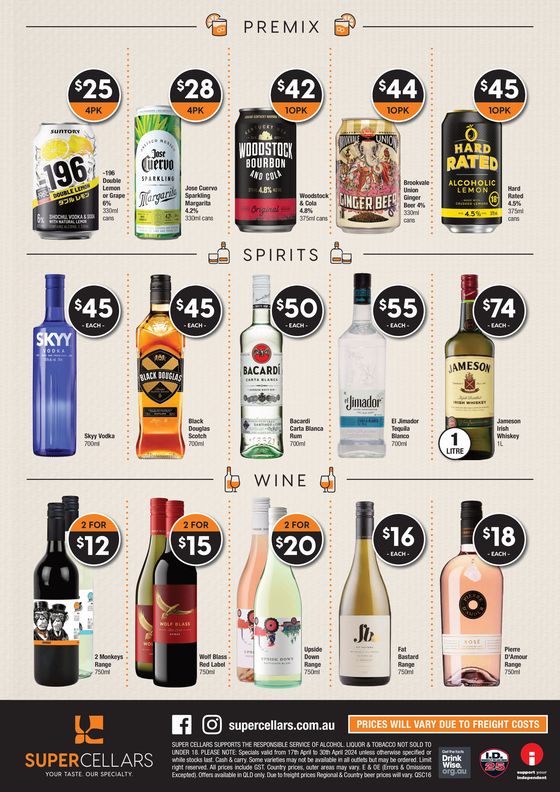 Super Cellars catalogue in Bundaberg QLD | Your Taste. Our Specialty | 17/04/2024 - 30/04/2024