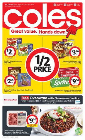 Coles catalogue in Mandurah WA | Great Value. Hands Down. - 24th April | 24/04/2024 - 30/04/2024